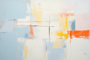 Arte Abstracto con Líneas y Bloques Pastel